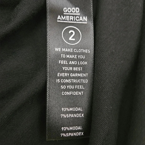 Good American Bodycon Shirt Tank Dress Black Ruched Sleeveless Stretch Knit - Picture 6 of 9